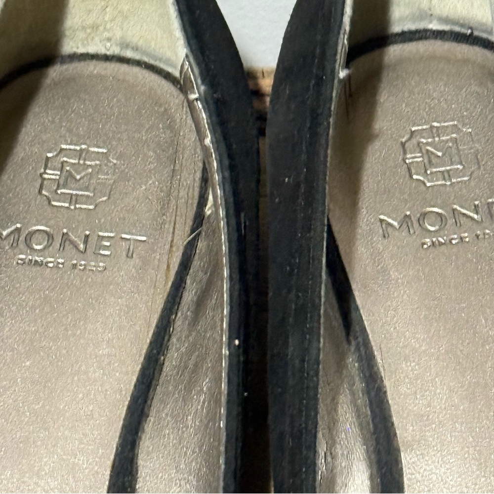 Monet Black Suede Pointed Toe Flats Size 8.5 B100 - Picture 3 of 8